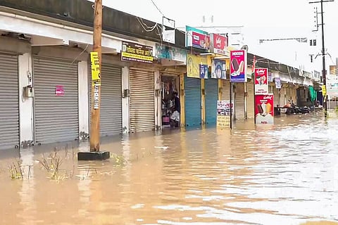 Gujarat Rains: Partially submerged market area in Vadodara